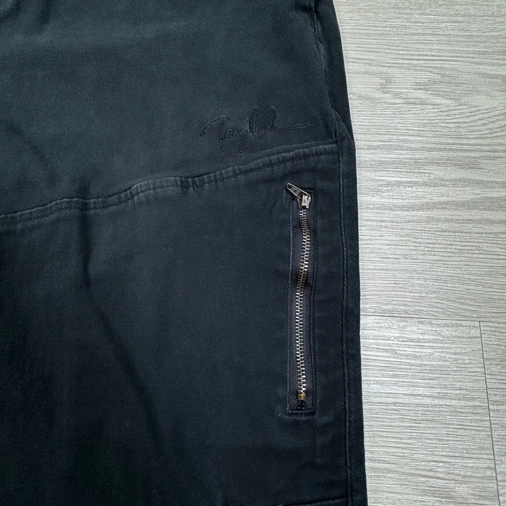 Tony Hawk Mens Jogger Pants Black Large Elastic Drawstring Waist Zipper Pockets‎